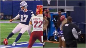 Brandon Aubrey da una de las ‘peores’ patadas de la historia y casi noquea a una porrista de los Dallas Cowboys