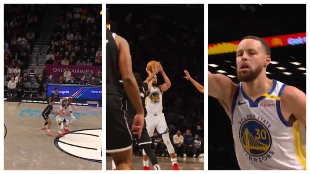 Mágica canasta de Curry ante los Nets.