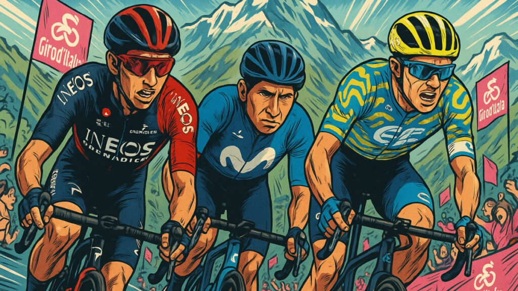 Tres colombianos en el Giro de Italia | ChatGPT image.