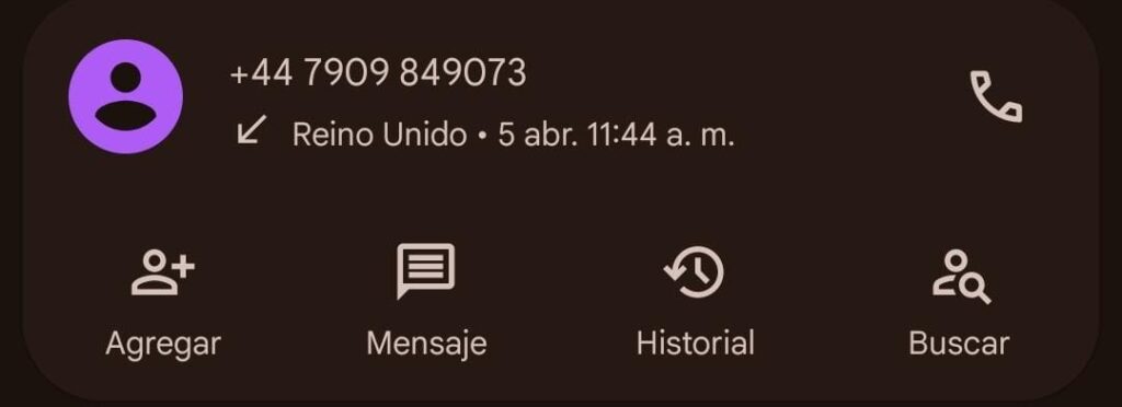 Estafa telefónica en México, números del Reino Unido +44