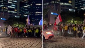 Aficionados de Toluca y América se enfrascan en el Ángel de la Independencia