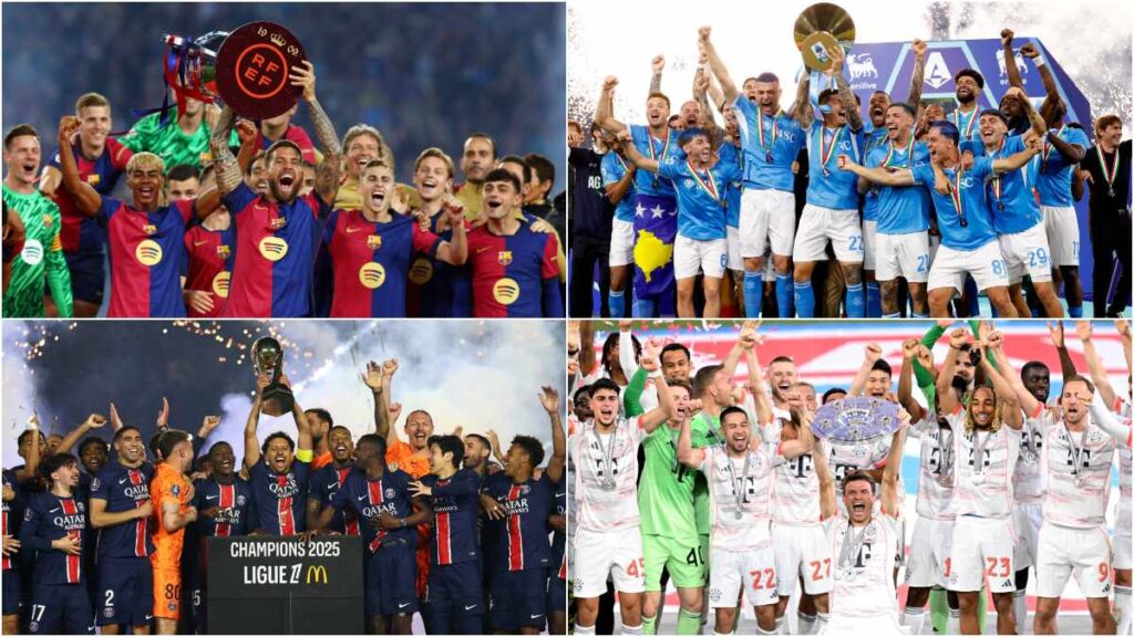 Te presentamos a los campeones europeos de las mejores ligas del Viejo Continente (España, Inglaterra, Alemania, Italia, Francia, etc).