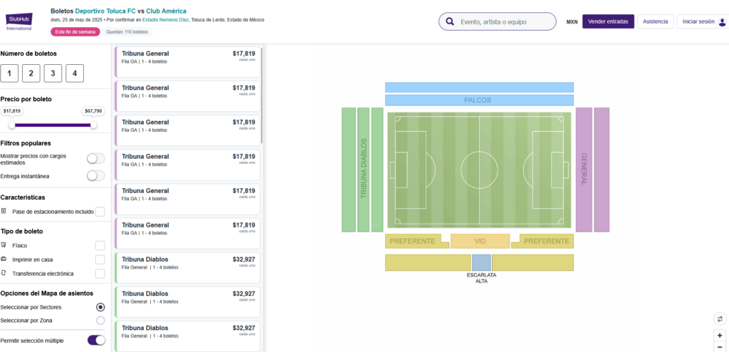 La reventa hace su agosto para la gran final Liga MX. | Foto pantallazo: stubhub.mx