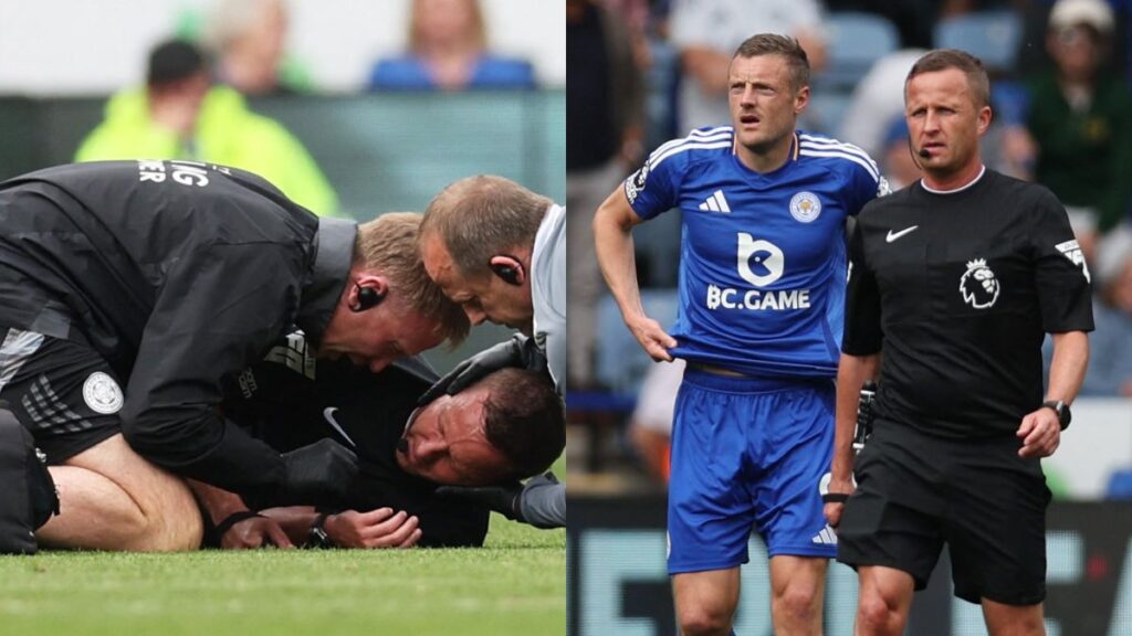 Jamie Vardy tomó el silbato del árbitro mientras estaba lesionado