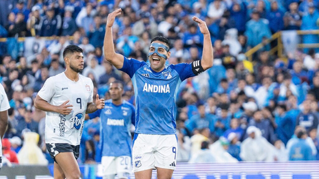Falcao García celebra un gol. - Millonarios FC.