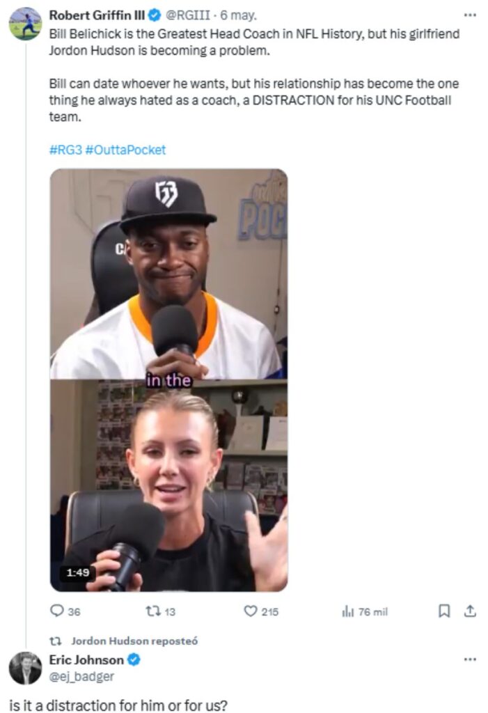 Jordon Hudson responde al tuit de RGIII