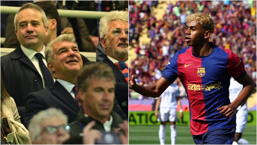 Lamine Yamal y Joan Laporta