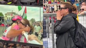 Mamá de Isaac del Toro rompe en llanto al ver a su hijo en el podio del Giro de Italia