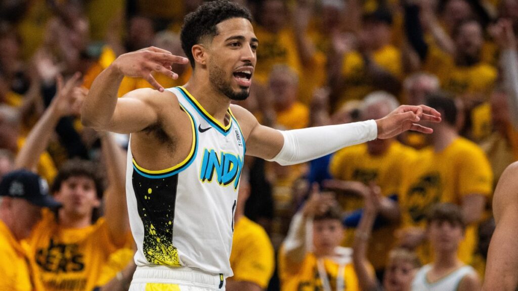 Tyrese Haliburton en festejo con los Pacers